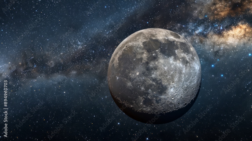 Naklejka premium moon with milky way background