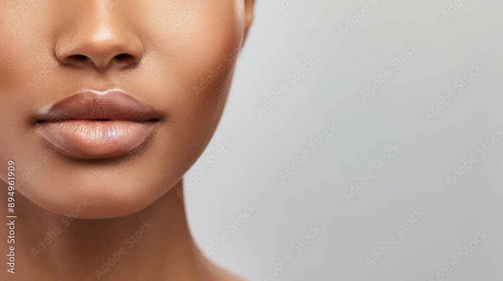 A close-up of a smooth, radiant lip featuring natural beauty, showcasing healthy skin and elegance in a minimalist style. A close-up of a smooth, radiant lip featuring natural beauty, showcasing healthy skin and elegance in a minimalist style.