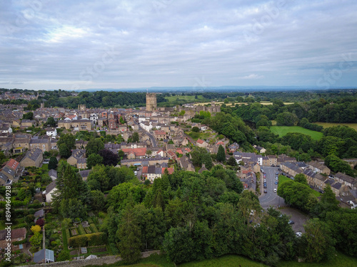 Aerial view of Richmond Castle, Yorkshire, England