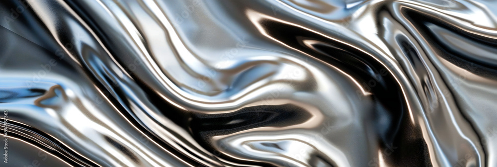 Abstract 3D Background with flowing liquid metal texture
