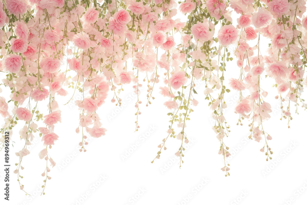 Obraz premium PNG Hanging pink floral blossoms