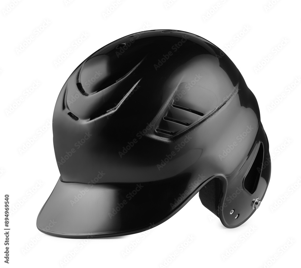 One black baseball helmet isolated on white One black baseball helmet isolated on white