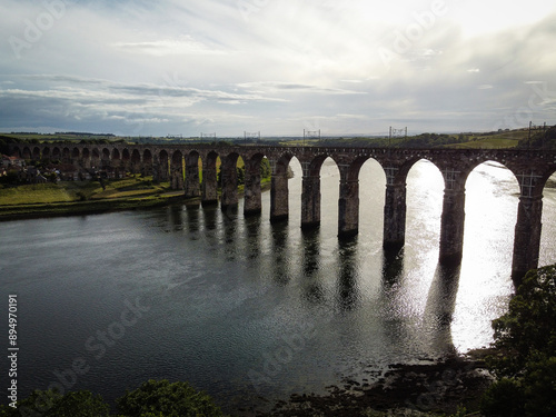 Royal Border Bridge aerial view, Berwick-upon-Tweed, England