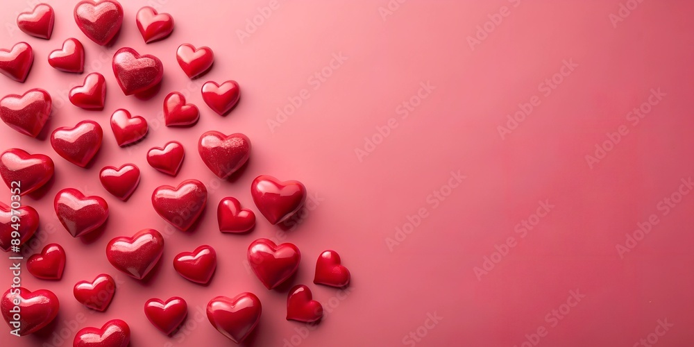 red hearts on a pink background Generative AI red hearts on a pink background Generative AI