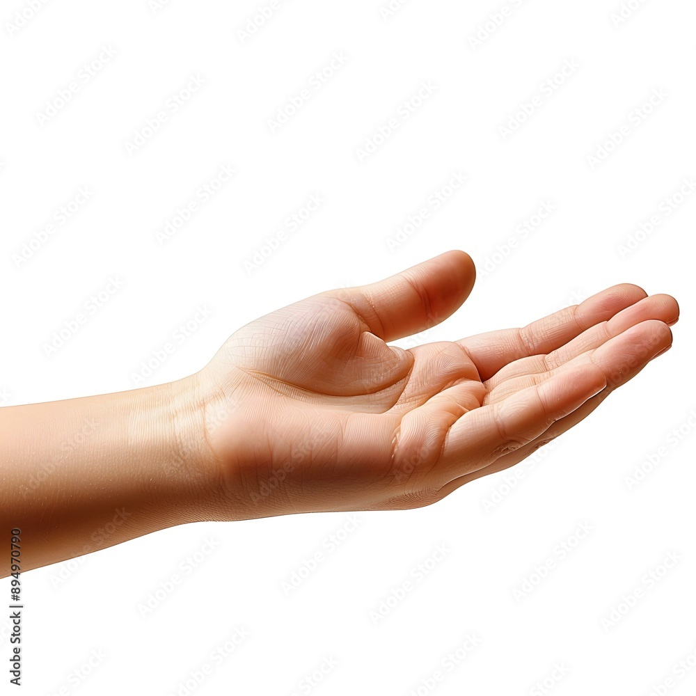 Open hand outstretched on white background Open hand outstretched on white background