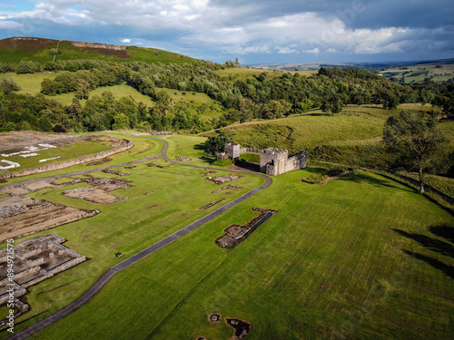 Vindolanda Roman fort ruins view, Hadrian Wall, Northumberland, England photo