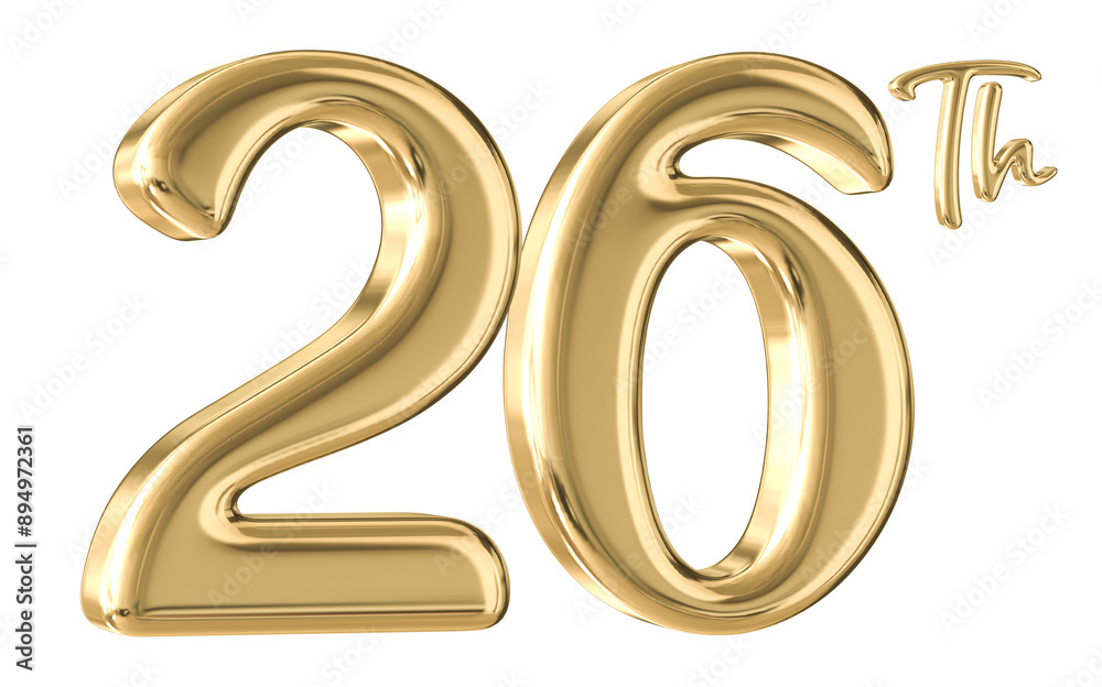 26th Anniversary Gold Number 3D 26th Anniversary Gold Number 3D