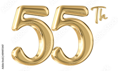 55th Anniversary Gold Number 3D