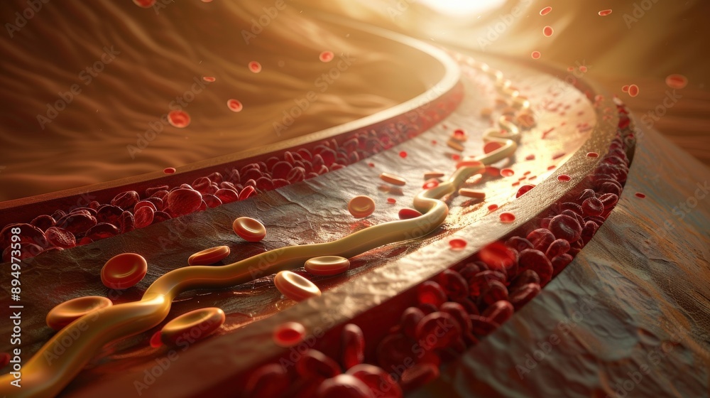 Ilustracja Stock: Fat clogs blood. The accumulation of excess fat ...