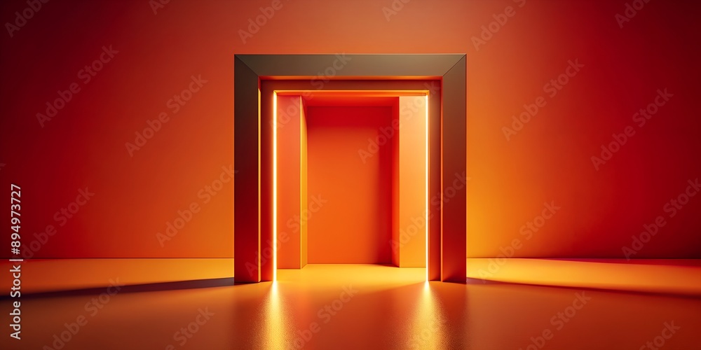 A geometric three dimensional portal of hot fiery red orange color an abstract door to other dimensions AI-Generated Content A geometric three dimensional portal of hot fiery red orange color an abstract door to other dimensions AI-Generated Content
