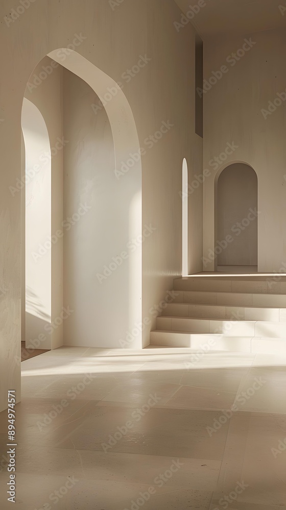 Minimalist Interior Design with Archways and Sunlight Minimalist Interior Design with Archways and Sunlight