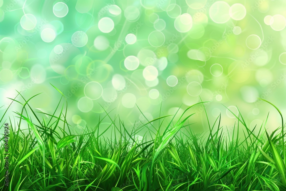 Fototapeta premium Backdropped by a grassy meadow, green background with blades of grass