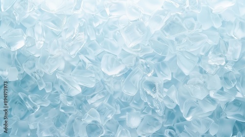 A close up of ice cubes in a blue background. The ice cubes are scattered throughout the image, creating a sense of movement and depth. The blue background adds a cool and calming effect to the scene