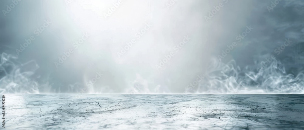 Fototapeta premium A foggy, misty, and hazy sky with a large body of water. The sky is filled with smoke and steam, giving the impression of a stormy or eerie atmosphere