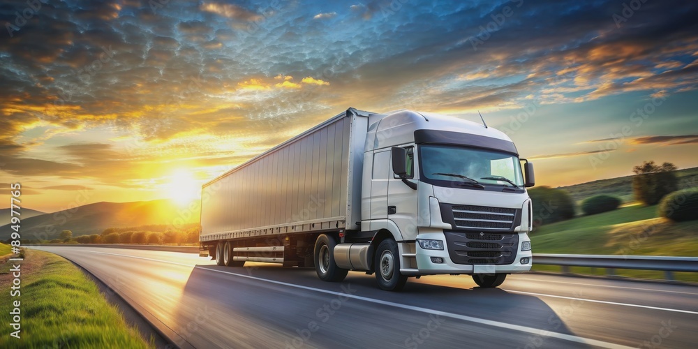 Truck transportation in motion, Truck, transportation, delivery, logistics, moving, freight, highway, speed Truck transportation in motion, Truck, transportation, delivery, logistics, moving, freight, highway, speed