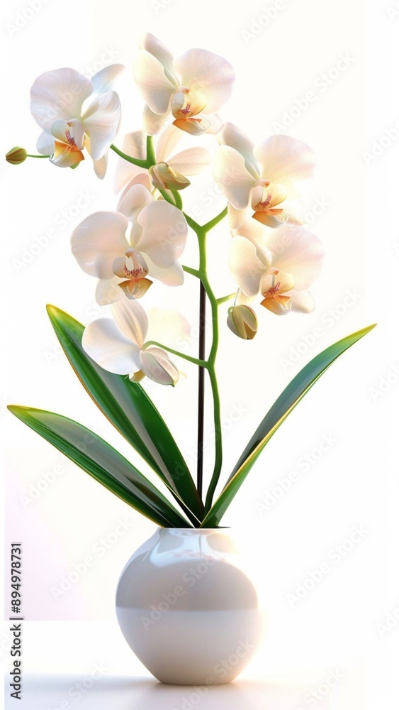 Orchid flower with leaves and stem Orchid flower with leaves and stem