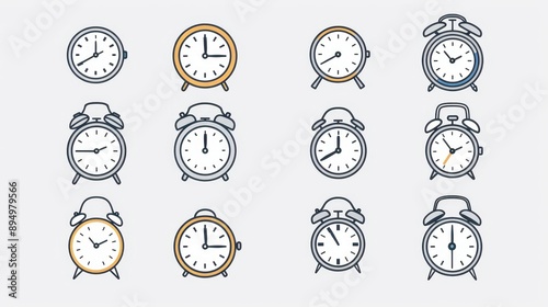 Timeless Icons Vibrant Collection of Alarm Clocks and Settings for Every Moment