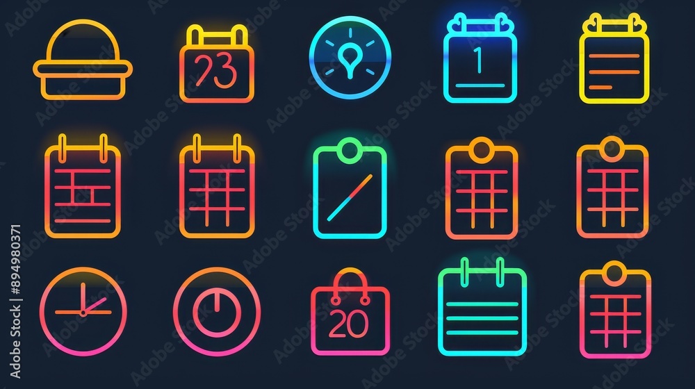 Vibrant Calendar Icons Marked Dates for Memorable Moments and Deadlines Vibrant Calendar Icons Marked Dates for Memorable Moments and Deadlines