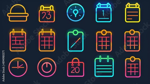 Vibrant Calendar Icons Marked Dates for Memorable Moments and Deadlines