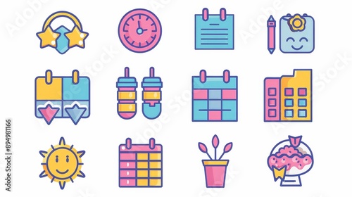 Vibrant Calendar Icons Meetings Birthdays and Holidays Galore Plan Your Year with Style and Precision