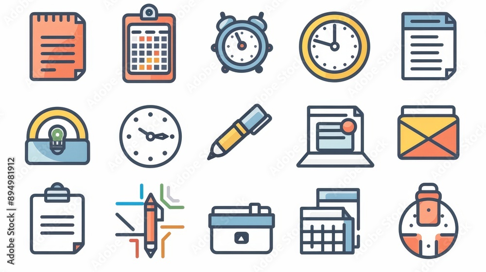 Efficiency Essentials Vector Line Icons for Productivity Enhancement Efficiency Essentials Vector Line Icons for Productivity Enhancement