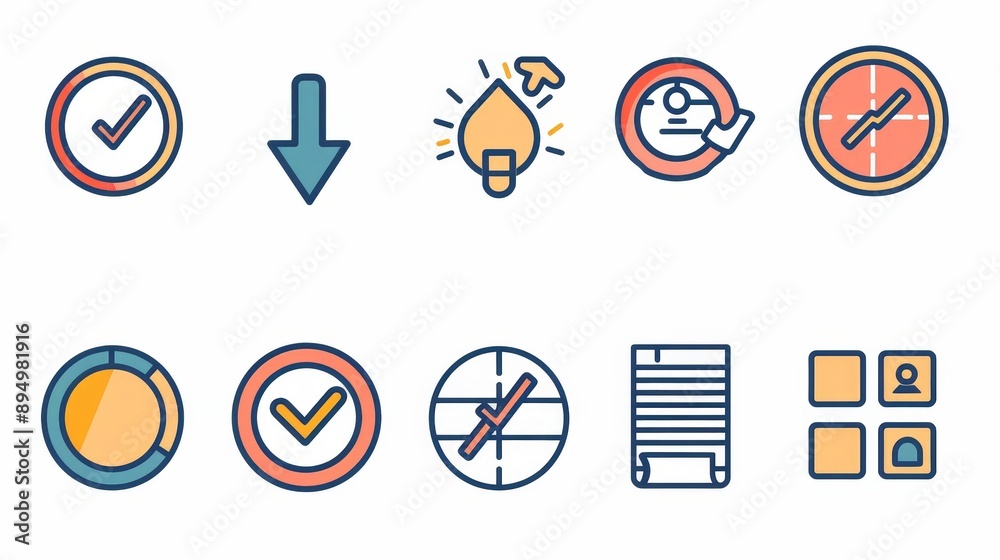 Goal Achiever Vector Icons for Tracking Progress and Success Checkmarks and Progress Bars for Productivity and Achievement Goal Achiever Vector Icons for Tracking Progress and Success Checkmarks and Progress Bars for Productivity and Achievement