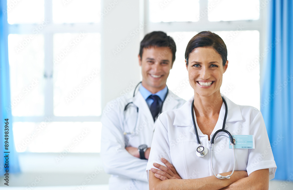 Confident, happy and portrait of woman or nurse in hospital for patient care in emergency unit, healthcare and professional. Medical worker, pride and career in helping people, insurance and trust. Confident, happy and portrait of woman or nurse in hospital for patient care in emergency unit, healthcare and professional. Medical worker, pride and career in helping people, insurance and trust.