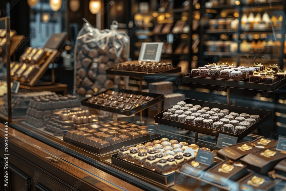 Fototapeta premium A display of chocolates in a store window