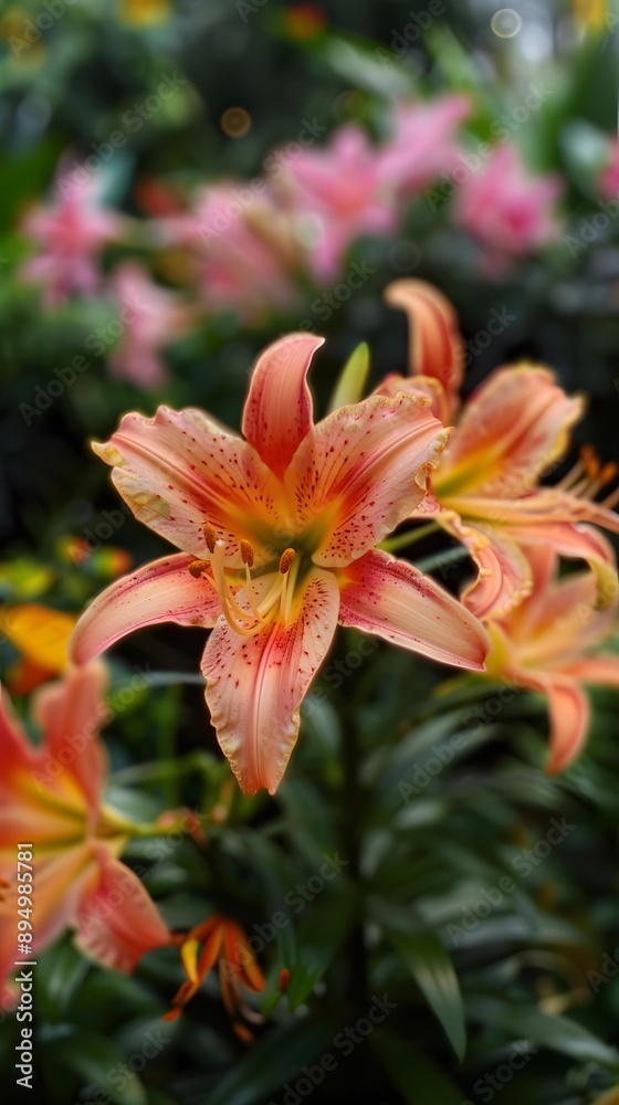 Close Up of a Pink Lily Flower With Blurred Background Close Up of a Pink Lily Flower With Blurred Background