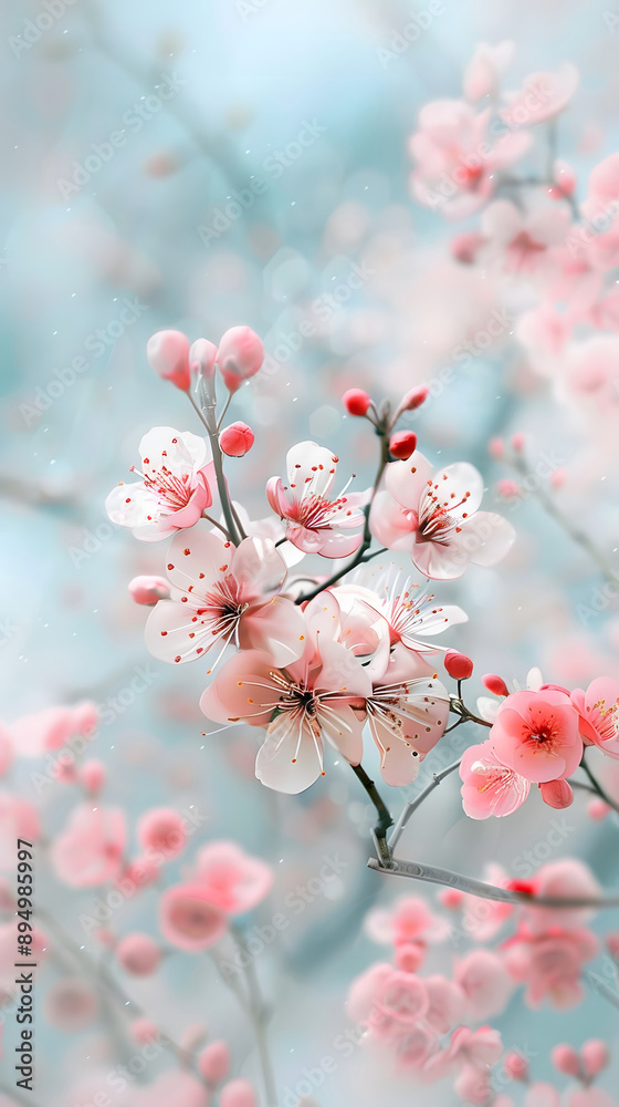 Delicate Pink Cherry Blossoms Blooming in Springtime Delicate Pink Cherry Blossoms Blooming in Springtime