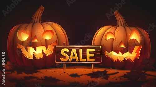 Get Ready for Halloween with Our Exclusive Sale: Vector Art Featuring Glowing Jack-O'-Lanterns and Festive Vibes