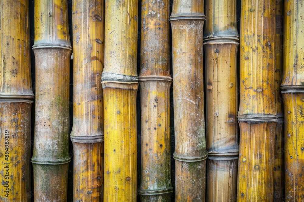 Brown bamboo background with yellow pattern daytime fence texture. Brown bamboo background with yellow pattern daytime fence texture.
