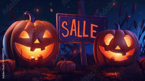 Get Ready for Halloween with Our Exclusive Sale: Vector Art Featuring Glowing Jack-O'-Lanterns and Festive Vibes
