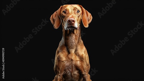   A close-up of a dog on a black background © Olga