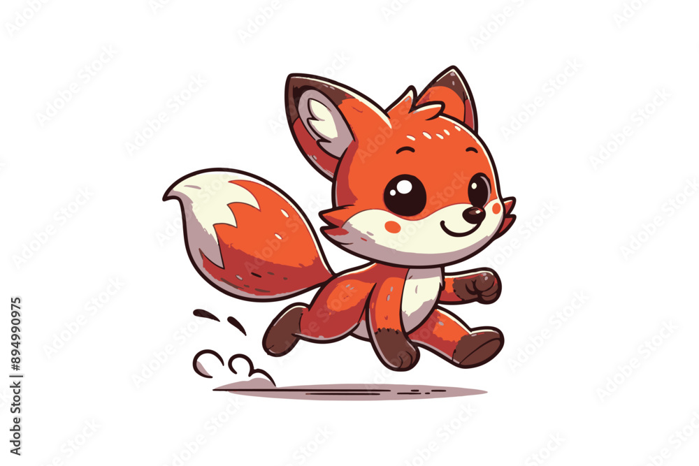 Obraz premium a little fox is running. Animal Character. Cartoon style