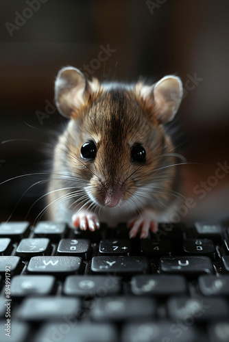 Souris, rongeur, pirate informatique, hackeur, ordinateur, clavier, internet, malin, mignon, pattes, moustaches, touches photo