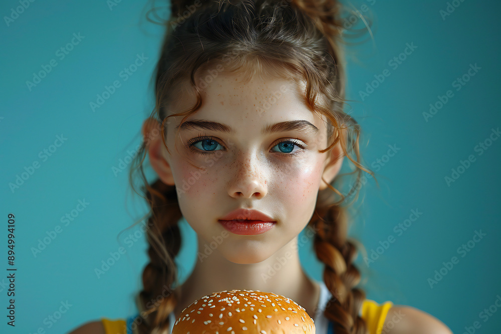 Naklejka premium Unhealthy Fast Food Burger