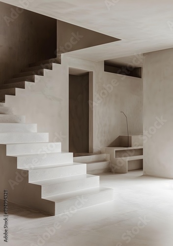Minimalist Concrete Staircase in Modern Architecture Interior © Adobe Contributor