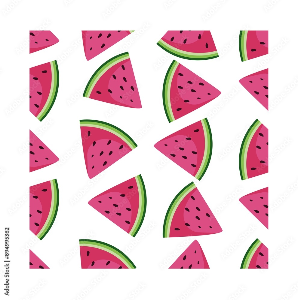 vector bright juicy fruits seamless pattern with pink watermelon on a white background vector bright juicy fruits seamless pattern with pink watermelon on a white background