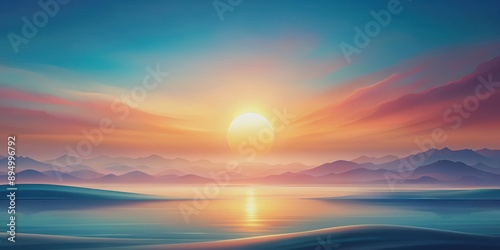 Wallpaper Mural Modern sunrise over abstract landscape in pastel shades, modern, sunrise, abstract, landscape, pastel, art, beauty, peaceful, serene Torontodigital.ca