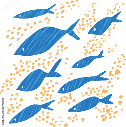 北欧風シンプルな魚のイラスト