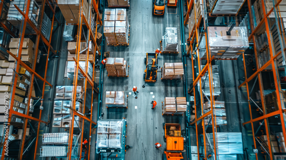 Efficient warehouse operations with workers and equipment Efficient warehouse operations with workers and equipment