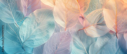 Beautiful colorful skeletonized leaves background