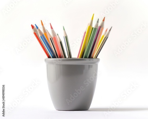 Sharp-focused photorealistic photo of stationery in grey, ideal for materials.