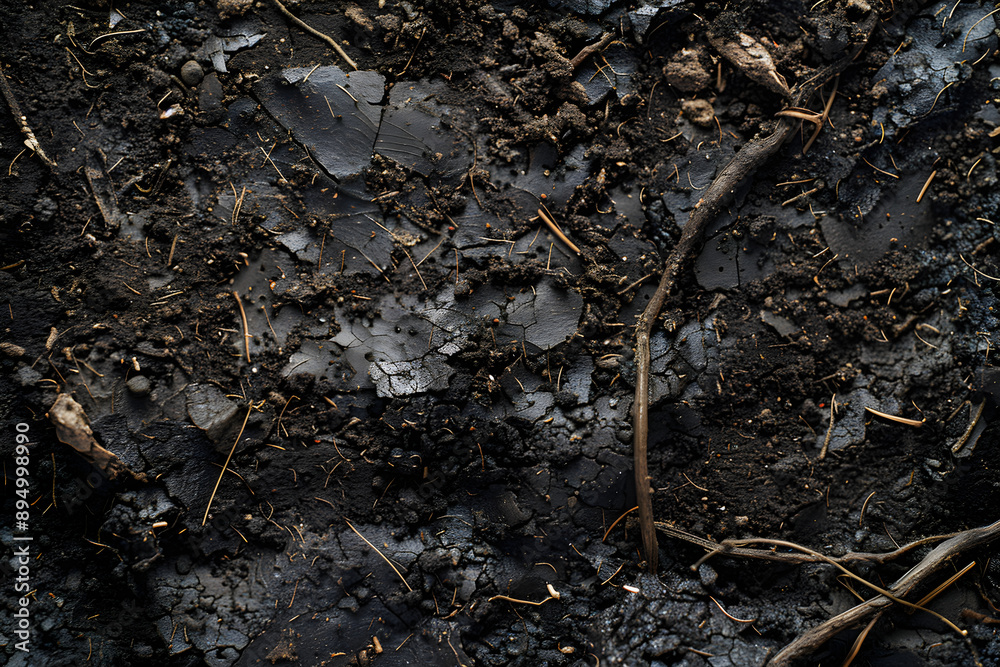 Detailed Close-Up of Rich, Organic Soil Teeming with Life and Decomposed Matter Detailed Close-Up of Rich, Organic Soil Teeming with Life and Decomposed Matter