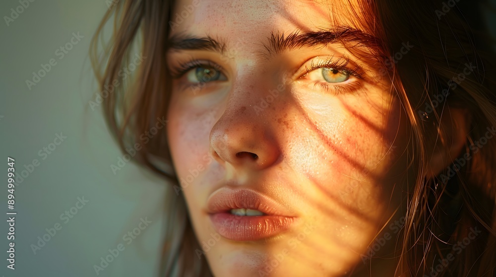 Woman in Natural Light: A woman with soft, natural light illuminating her face, highlighting her serene expression.
Woman in Natural Light: A woman with soft, natural light illuminating her face, highlighting her serene expression.