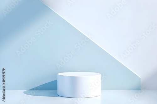 A clean, white pedestal set against a soft gradient background