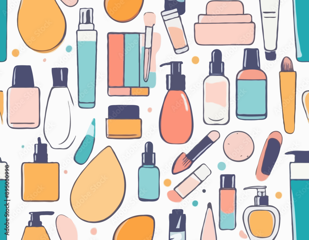 Skincare cosmetic product concept. Hand drawn flat vector illustration Skincare cosmetic product concept. Hand drawn flat vector illustration