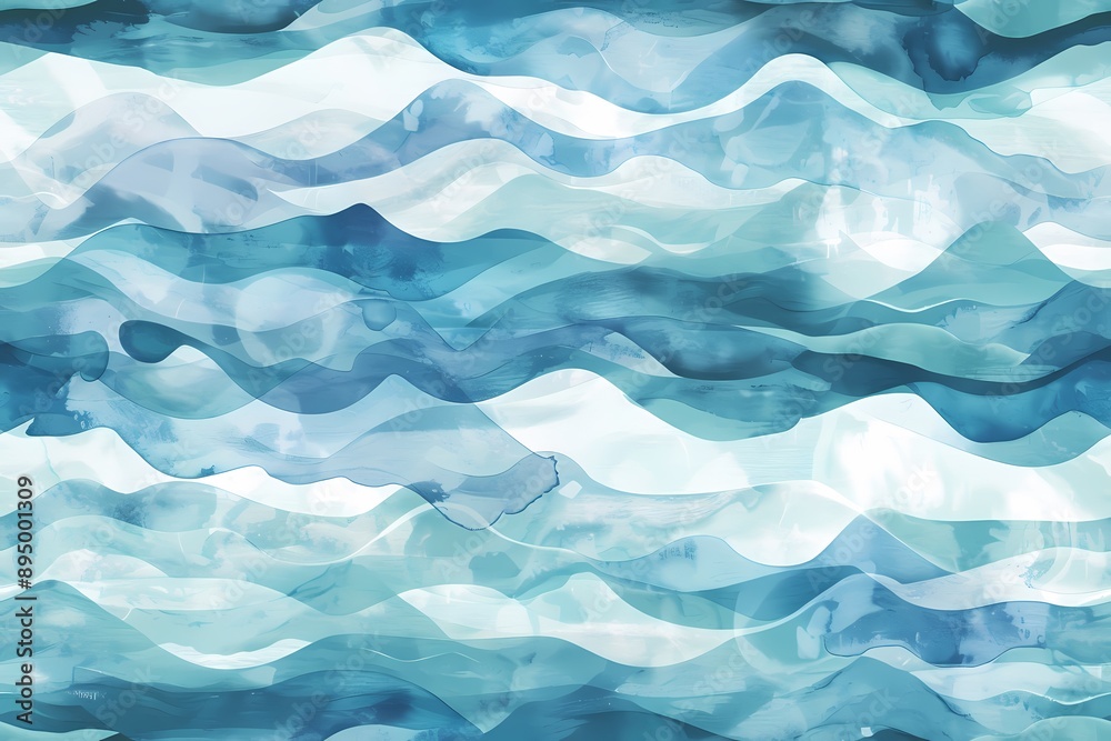 Abstract Watercolor Ocean Waves Abstract Watercolor Ocean Waves