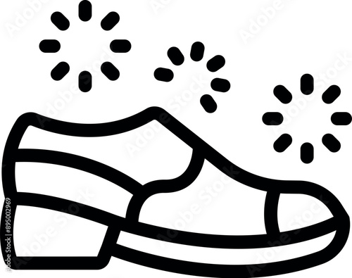 Icon of a clean shoe with sparkles surrounding it, representing shoe shining and disinfecting